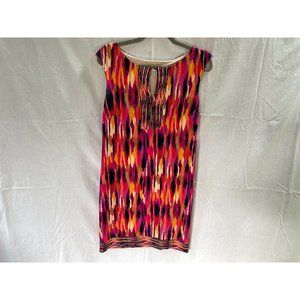 Trina Turk Women's Dress Above Knee Sleeveless Abstract Red Orange Size 8